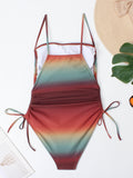 Women's ins style hollow bikini sexy swimsuit one-piece drawstring vacation swimsuit